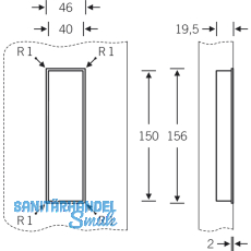 Schiebetrmuschel FSB 42 4251 eckig, offen, silber eloxiert