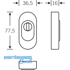 FSB SH-Zylinderrosette FSB 73 3249 oval, 36, 5x77, 5x16 mm, silber eloxiert