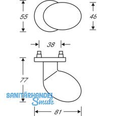 FSB Trknopf 23 0829 - auf Ros.,  50 mm fest 55 mm, silber elox.