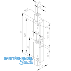 Einbauriegel mit Totpunktstellung, ohne Stulp, Innengewinde M 10, Stahl verzinkt
