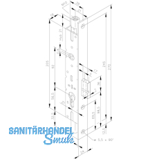 Einbauriegel sperrbar PZ m. Riegel, DM 21 , Stulp 270 x 24 x 3 mm,Stahl verzinkt