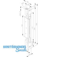 Doppeltrriegel Hub 14, 250 x 20 x 2,5 mm, Stahl verzinkt