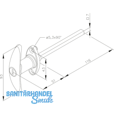 Stangenverschluss-Griffolive verschiedensperrend, 93 mm, Zinkdruckgu verchromt