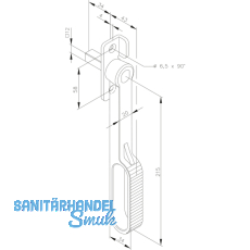 Schlaufenhebel fr Tortreibriegel, 240 mm, VK 12 x 34 mm, Stahl verzinkt