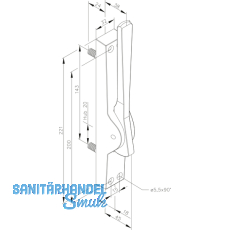 Trtreibriegel aufliegend reibungsfrei, Stange  10 mm, Hub 20 mm, silber elox.