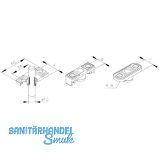 Stangenfhrung f. Alutren A= 23 x 50 mm, schwarz beschichtet