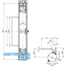 Federband dreiteilig, 25,3 x 160 mm, Stahl blank