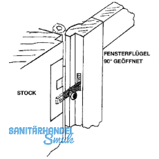 Fensterspreizel mit Eisenknopf, links, 50 mm, Stahl blank