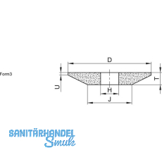 TYROLIT Schleifscheibe konisch Form 3 gerade Edelkorund 150 x 8 x 20 mm Korn 60