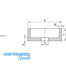TYROLIT Schleiftopf Form 6 gerade Edelkorund 125 x 63 x 20 mm Korn 54