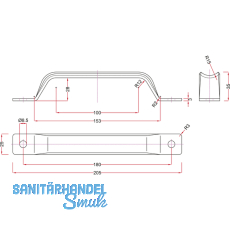 Falttorgriff, 205 mm, Stahl verzinkt