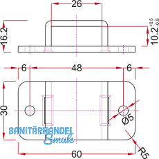 Stangenschlaufe zu Falttortreibriegel, Stange 25 X 10 mm, Stahl verzinkt