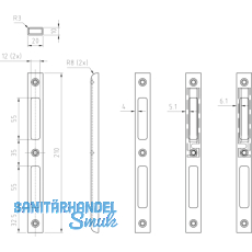 Schlieblech SB.VS.H.DS.35.55/55, 210 x 20 mm, Stahl dekorsilber