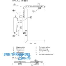 GEZE RWA 100 NT mit E250/ Hub 300 mm, Aluminium wei RAL 9016