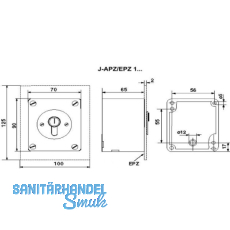 Schlsselschalter Unterputz, 90 x 70 x 52 mm, Aluminium