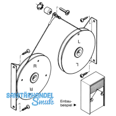 Gewichtsausgleichbeschlag Seilrolle, Kunststoff schwarz