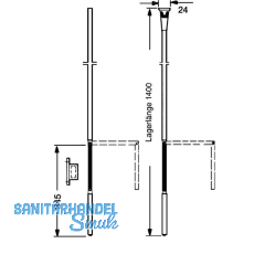 Kurbelstange GEZE OL 90 N/100, DM 15 mm, 1400 mm, silber eloxiert