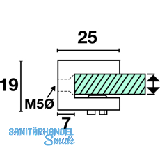 Glastablar-Klemmtrger Zylinder B, Glasstrke 8-10 mm, Messing verchromt poliert
