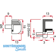 Glasbodentrger Alfa Stop zum Stecken, Bohr  5 mm, vernickelt