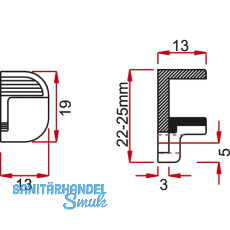 Glasbodentrger Alfa Stop zum Anschrauben, Glas 6/8/10 mm,vernickelt,VPE 100 ST