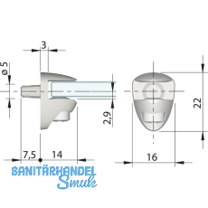 Glasbodentrger Cobra zum Stecken, Bohr  5 mm, vernickelt, VPE 100 ST