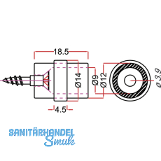 Glasbodentrger Gabi zum Anschrauben, mit Gummiauflage, vernickelt