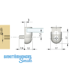 Glasbodentrger Peki zum Stecken, Bohr  5 mm, vernickelt, VPE 100 ST