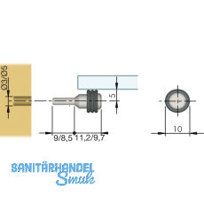 Glasbodentrger Petra zum Stecken, Bohr  5 mm, vernickelt, VPE 100 ST
