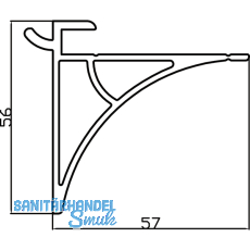 Wall Sys Glastablartrger W12, Lnge 50 mm, Aluminium natur eloxiert