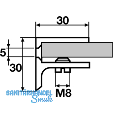 Glastablar-Klemmtrger Pula, Glas 8-10 mm,Breite 40 mm,Messing verchromt poliert