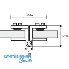 BMH25/5/7 Glastrscharnier Glasstrke 4-6 mm, 33x25 mm, Messing verchromt