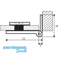 GBE 30 Glastrscharnier, Glas 6-8 mm; 45x30 mm, Messing verchromt matt
