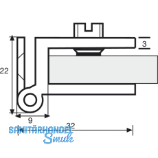 H25/R7 Glastrscharnier, Glas 6-8; 32x25 mm, Messing verchromt poliert