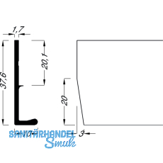 Griffleiste Alhena Lnge 2500 mm, ablngbar, Aluminium Edelstahl Effekt
