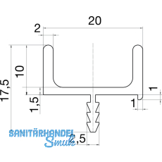 Griffleiste Aella Lnge 2500 mm, ablngbar, Aluminium silber eloxiert