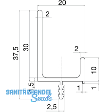 Griffleiste Aigina Lnge 2500 mm, ablngbar, Aluminium natur eloxiert