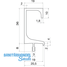 Griffleiste Aithra Lnge 2500 mm, ablngbar, Aluminium natur eloxiert