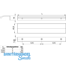 Griffleiste Edge Straight LA 20 mm, Lnge 40 mm, Aluminium Edelstahl Effekt
