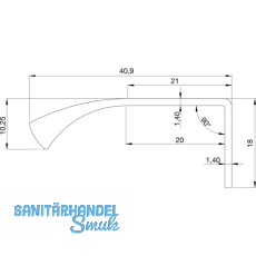 Griffleiste Edge Straight LA 20 mm, Lnge 40 mm, Aluminium Edelstahl Effekt