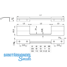 Griffleiste Edge Urban LA 2 x 32 mm, Lnge 200 mm, Aluminium Edelstahl Effekt