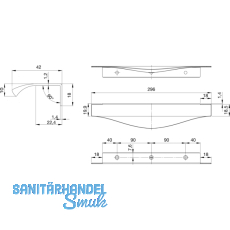 Griffleiste Torrence LA 2 x 90 mm, Lnge 296 mm, Aluminium Edelstahl Effekt