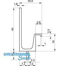 Griffleiste Wall Lnge 2000 mm, ablngbar, Aluminium Edelstahl Effekt