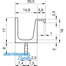 Griffleiste Wall Up Lnge 2000 mm, ablngbar, Aluminium Edelstahl Effekt