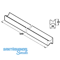 Standard Griffleiste, Breite 538 mm, Hhe 20 mm, Ami Ahorn roh