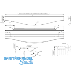 Griffleiste MALIBU CURVE Lnge 895 mm, Aluminium Edelstahl Effekt