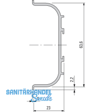 Griffmulde Aktor C-Profil horizontal, L 5000 mm, H 64, Alu wei RAL 9010