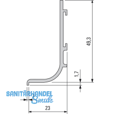 Griffmulde Aktor L-Profil horizontal, L 5000 mm, H 49 mm, Alu wei RAL 9010