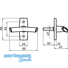 GRUNDMANN Triebolive FAVORIT 1026 - VK 7 x 35 mm, Ros. 25 x 65 mm, Alu poliert