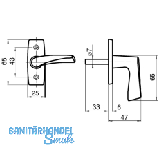 GRUNDMANN Fenstergriff FAVORIT 1004 - sichtbar geschraubt, 7x35, Alu poliert