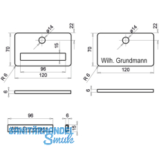 GRUNDMANN FH Namensschild m.Trgucker, 120x70x6, Linse 170,TS 28-45,Messing pol